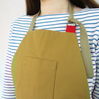 Image 6 of Split Leg Tie Apron for Potters, Artists & Makers. No14:3 Ochre Canvas