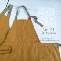 Image 7 of Split Leg Tie Apron for Potters, Artists & Makers. No14:3 Ochre Canvas