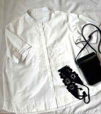Image 2 of White Cotton Blouse with Embroidered Detail