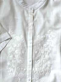 Image 3 of White Cotton Blouse with Embroidered Detail