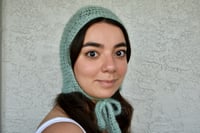 Image 1 of the heirloom bonnet | hand-crocheted in mohair & silk