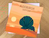 Aldeburgh Greeting Card. Summer Sunrise At The Scallop Shell In Aldeburgh