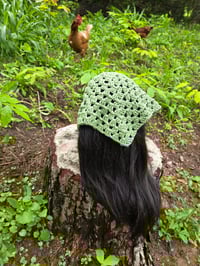 Image 2 of Cotton Hand Crocheted Bandana- Sage Green