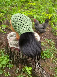 Image 1 of Cotton Hand Crocheted Bandana- Sage Green