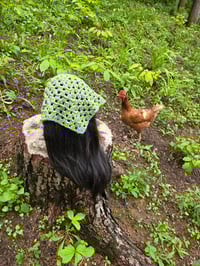 Image 3 of Cotton Hand Crocheted Bandana- Sage Green
