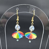 Image 2 of Rainbow Umbrella Earrings – Playful, Lightweight, and Hypo-Allergenic