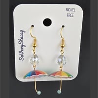 Image 3 of Rainbow Umbrella Earrings – Playful, Lightweight, and Hypo-Allergenic