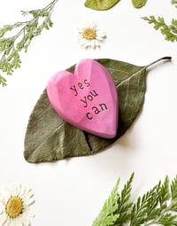 Image 3 of Yes You Can - Mini Wood Burned Heart