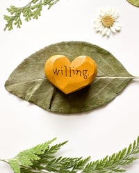 Image 3 of Willing - Mini Wood Burned Heart