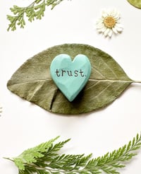 Image 3 of Trust - Mini Wood Burned Heart