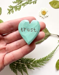 Image 1 of Trust - Mini Wood Burned Heart