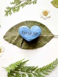 Image 3 of Speak Up - Mini Wood Burned Heart