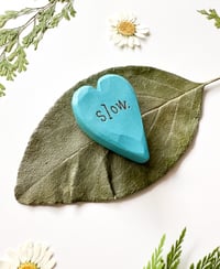 Image 2 of Slow - Mini Wood Burned Heart
