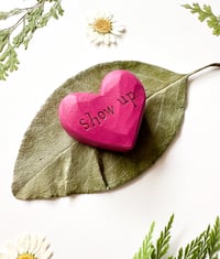 Image 2 of Show Up - Mini Wood Burned Heart