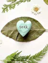 Image 3 of Seek - Mini Wood Burned Heart