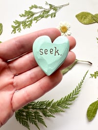 Image 1 of Seek - Mini Wood Burned Heart