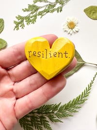 Image 1 of Resilient - Mini Wood Burned Heart