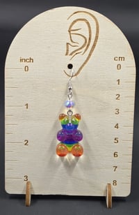 Image 4 of Rainbow Gummy Bear Dangle Earrings – Sweet, Playful, and Hypo-Allergenic