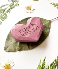 Image 2 of Peace Be With You (Pink) - Mini Wood Burned Heart