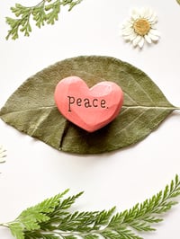 Image 3 of Peace - Mini Wood Burned Heart