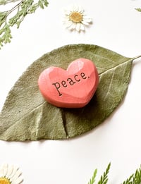Image 2 of Peace - Mini Wood Burned Heart