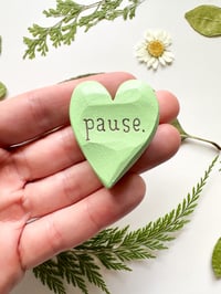 Image 1 of Pause - Mini Wood Burned Heart