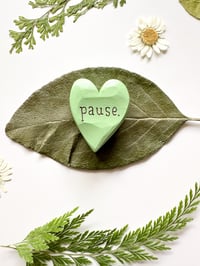 Image 3 of Pause - Mini Wood Burned Heart