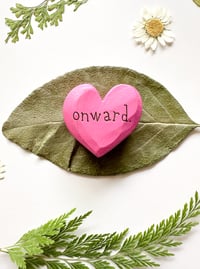 Image 3 of Onward - Mini Wood Burned Heart