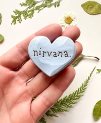 Image 1 of Nirvana - Mini Wood Burned Heart
