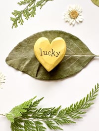 Image 3 of Lucky - Mini Wood Burned Heart