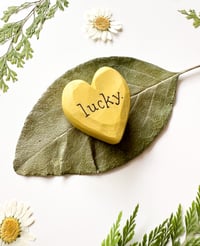Image 2 of Lucky - Mini Wood Burned Heart