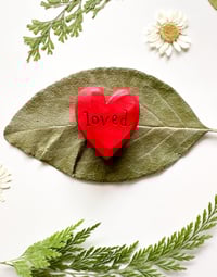 Image 3 of Loved - Mini Wood Burned Heart
