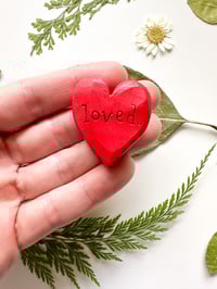 Image 1 of Loved - Mini Wood Burned Heart