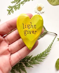 Image 1 of Light Giver - Mini Wood Burned Heart