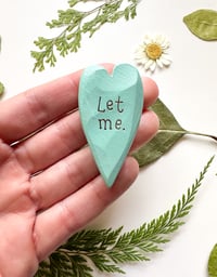 Image 1 of Let Me - Mini Wood Burned Heart