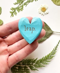 Image 1 of Leap - Mini Wood Burned Heart