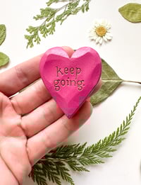 Image 1 of Keep Going - Mini Wood Burned Heart