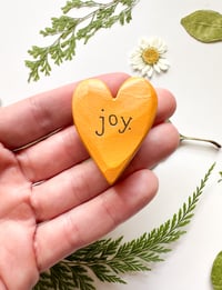 Image 1 of Joy - Mini Wood Burned Heart