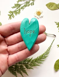 Image 1 of Hope - Mini Wood Burned Heart