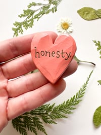 Image 1 of Honesty - Mini Wood Burned Heart