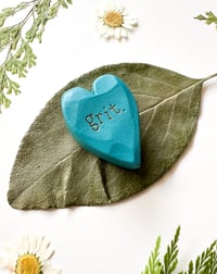 Image 2 of Grit (Teal) - Mini Wood Burned Heart