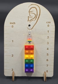 Image 4 of Rainbow Brick Dangle Earrings – Bold, Playful, and Hypo-Allergenic