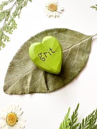 Image 2 of Grit (Green) - Mini Wood Burned Heart