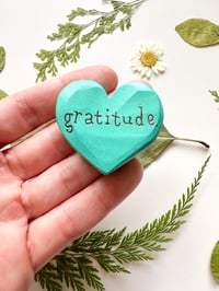 Image 1 of Gratitude - Mini Wood Burned Heart