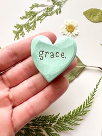 Image 1 of Grace  - Mini Wood Burned Heart