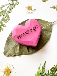 Image 2 of Encourager - Mini Wood Burned Heart