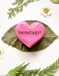 Image 3 of Encourager - Mini Wood Burned Heart