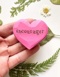 Image 1 of Encourager - Mini Wood Burned Heart
