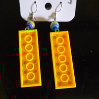 Image 5 of Rainbow Brick Dangle Earrings – Bold, Playful, and Hypo-Allergenic