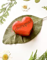 Image 2 of Courageous - Mini Wood Burned Heart